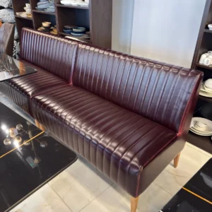 Asal Antique Burgundy Leather Sofa 120 Cm Ready In-Stock