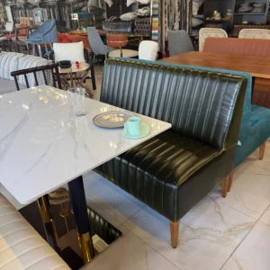 Asal Antique Green Leather Sofa 120 Cm Ready In-Stock